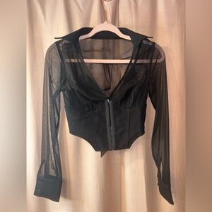 Le Lis Black Sheer Corset Top